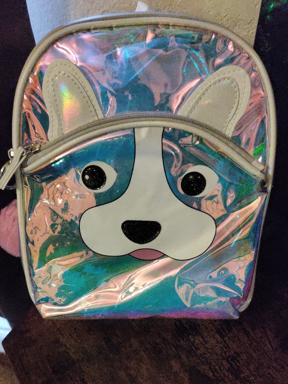 Wonder Nation Iridescent Dog Face Pet Mini Backpack Bag